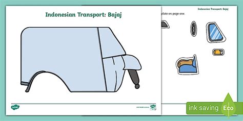 Indonesian Transport Bajaj Cut and Paste Craft Culture