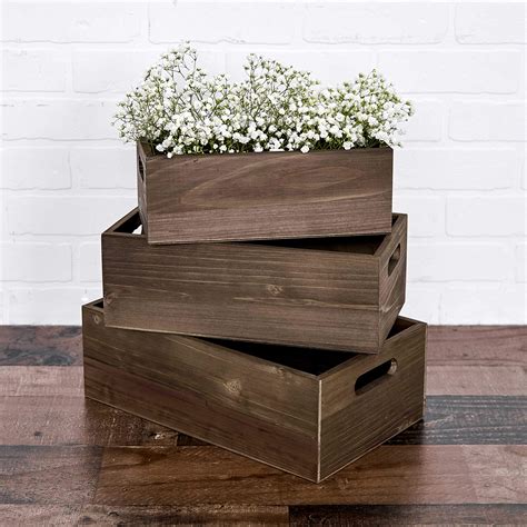 Nesting Wood Storage Crates - Set of 3 - Decorative Craft Crates - Real ...
