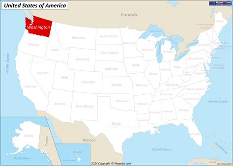 Map of Washington State, USA - Mapsius.com