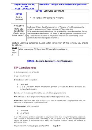 Design AND Analysis OF Algorithms-3 - KITSW 6CSE AY:2022- CDT34 ...
