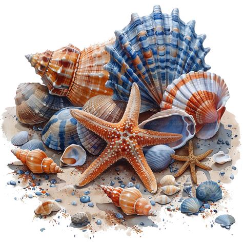 19 Sea Shells Clipart, Seashell Clip Art, Printable Watercolor Clipart ...