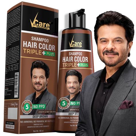 Buy VCare Hair Colour Shampoo for Men and Women, 180ml, Dark Brown | No ...