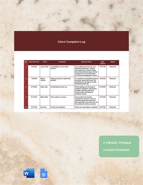 Image result for Client Issue Log Template