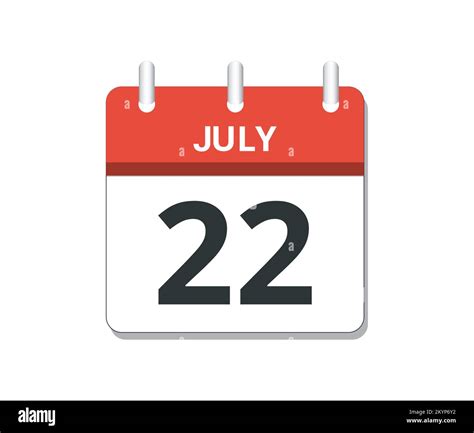 July 22nd calendar icon vector. Concept of schedule, business and tasks ...
