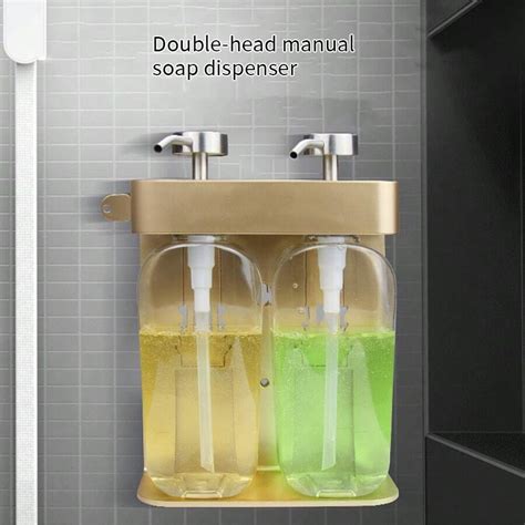 1 Pc Dual Head Manual Soap Dispenser, Wall Mounted, Made Of ABS, Easy ...