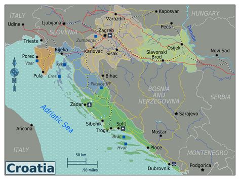 Large regions map of Croatia | Croatia | Europe | Mapsland | Maps of the World