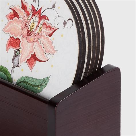 Buy Corsica Mystic India Set of 6 Wood Tea Coasters with Box from ...