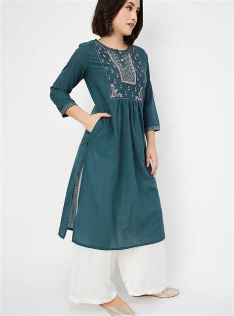 Buy Women Yoke Embroidered Straight Kurta Online at just Rs. 599.0 ...