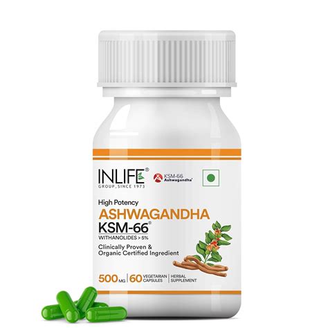 INLIFE Ashwagandha KSM-66 (500 mg) | 60 Capsules | Natural Formulation ...