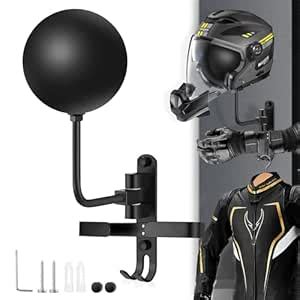 Kikerike Motorcycle Helmet Rack Wall Mount 180 Degree Rotation Metal ...