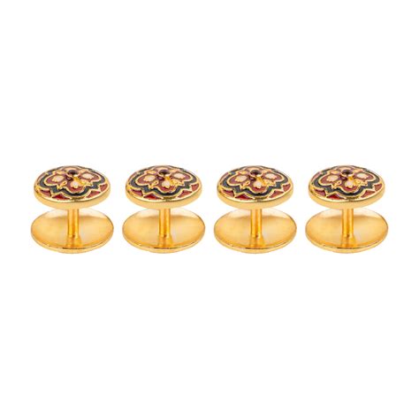 Gold Plated Meenakari Paisley Kurta Button Set