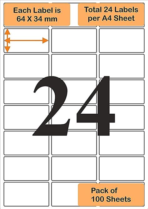 Oddy Label Sheet - 24 Label Format - 64*34mm - 10 Sheets