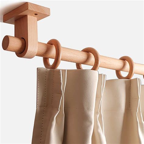 Amazon.com: 29mm Wooden Curtain Pole Set, Nordic Solid Wood Curtain Rod ...