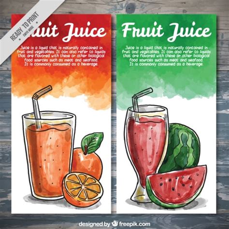 Aguarela desenhada mão folhetos suco fruite | Vetor Grátis