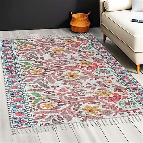 Buy HOMADORN Chindi Handmade Printed Modern Dhurrie/Rugs/Carpet ...