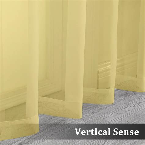Buy OVZME 2 Pack: Basic Gold Sheer Curtain 84 Inches Long, Light ...
