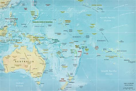 Large detailed relief map of Australia and Oceania. Australia and Oceania large detailed relief ...