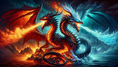 Fusion of Elements - The Fire and Ice Dragon by QuantumReel on DeviantArt