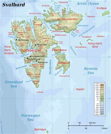 Maps of Svalbard | Detailed map of Svalbard in English | Physical map ...