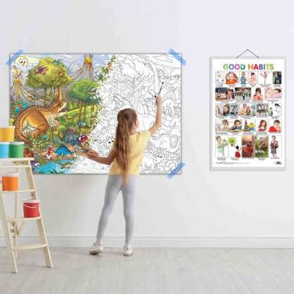Good Habits Chart and GIANT DINOSAUR COLOURING POSTER | SET OF 1 CHART ...