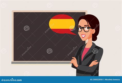 Spanish Teacher Standing in Front of the Blackboard Vector Illustration ...