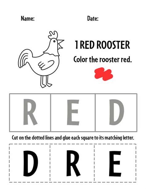 Image result for Color Red Worksheet