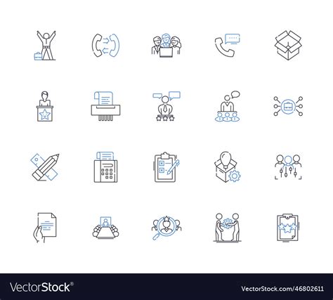 Office materials line icons collection paper Vector Image