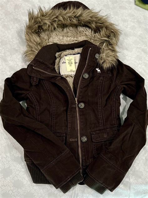 Abercrombie Brown Faux Fur Lined Zip Up Hoodie Coat Jacket Girls Small ...
