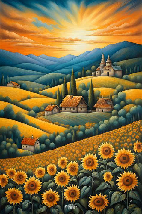 Whimsical Countryside Blooms: Naive Floral Landscapes 🌻🌼 Pic 24 in 2024 ...