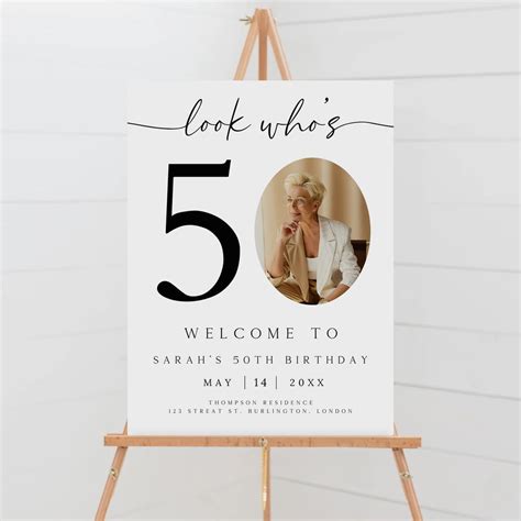 50th Birthday Photo Sign, Look Who's 50 Welcome Sign, Fifty Birthday ...