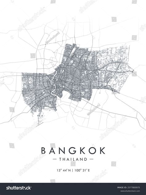 Bangkok Vector Map Detailed Map Bangkok Stock Vector (Royalty Free) 2577800975 | Shutterstock