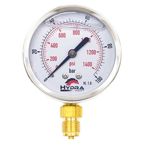 63mm Glycerine Hydraulic Pressure Gauge 0-1400 Psi (100 Bar) 1/4" Bott ...