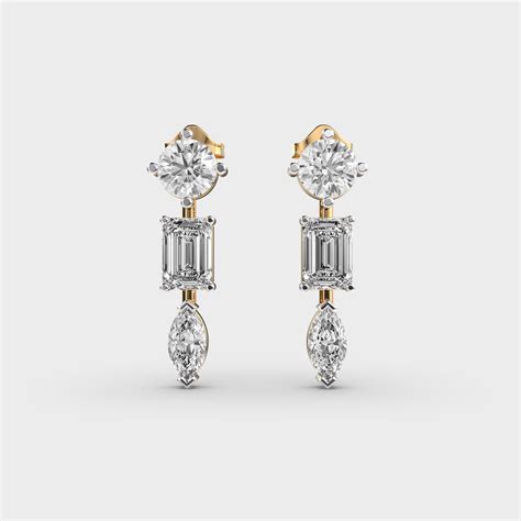 Buy Straight Mixed Cut Linear Diamond Earrings At Jewelbox
