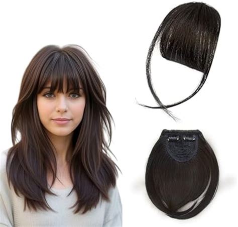 BLUSHIA Double Clip in Bangs- Synthetic Hair Bangs Clip in Hair ...