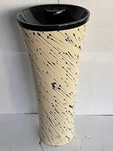 SYON One Piece Pedestal Wash Basin Free Standing Size 15 Inch Round ...