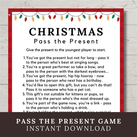 Christmas Pass the Present Game (printable), Work Christmas Party ...