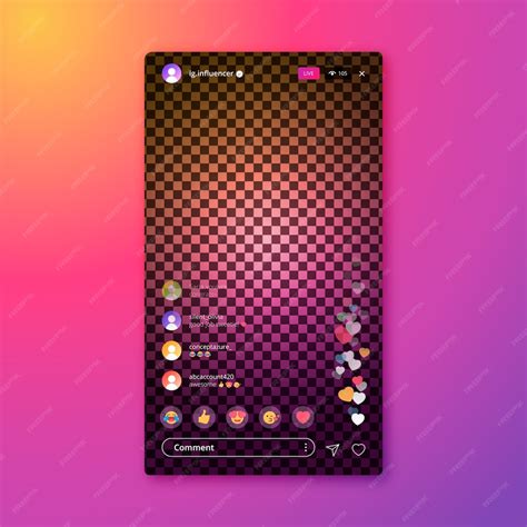 Premium Vector | Instagram app template live stream interface