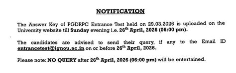 IGNOU Releases B.Ed, B.Sc Nursing And PGDRPC Answer Key 2026; Raise ...