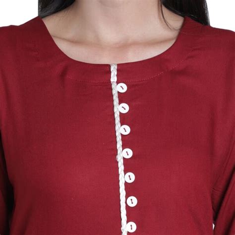 Women’s Rayon Solid Plain A-Line Asymmetric Designer Kurti (Maroon ...