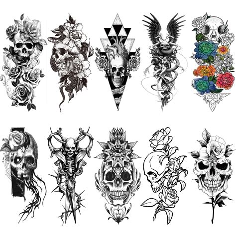 Skull And Roses Tattoo For Girls
