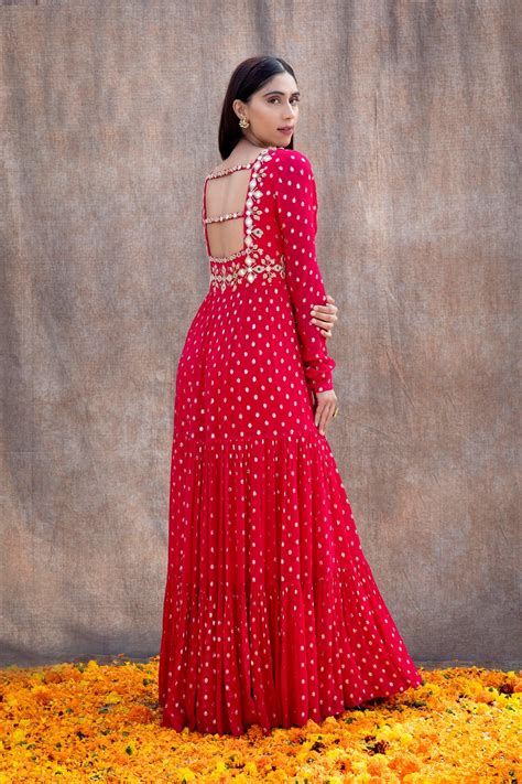 Anmol Bhatia in Mirror Work 3-Tiered Anarkali With Back Cut Outs And E ...
