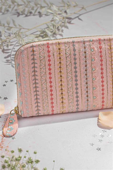 Buy AMYRA Linea Embroidered Wallet - Peach Online in India - The AMYRA ...