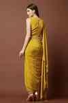 Buy Yellow Crepe Silk Round Draped Gown For Women by Aayushi Maniar ...