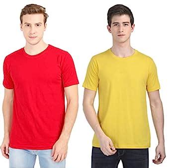 Buy inertia Men Solid Red Yellow Color Tee (Pack of 2) at Amazon.in