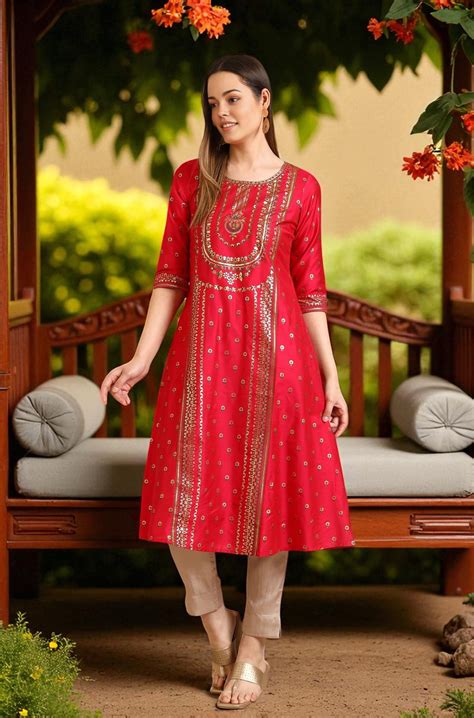 Buy Virtual Pink Bold Floral Printed A-line Kurta Online for Woman ...