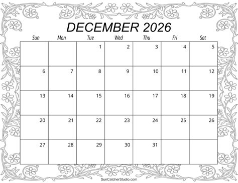 2026 Calendar Printable December | Printable Calendars