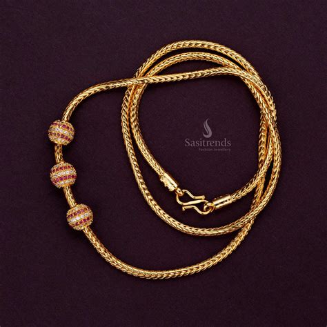 One Gram Micro Gold Plated Guaranteed Mugappu Chains – Sasitrends