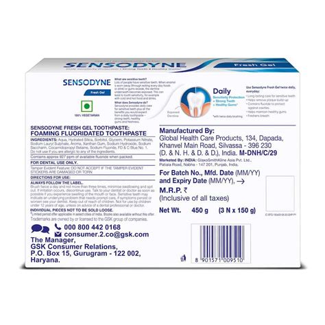 Buy SENSODYNE TOOTHPASTE FRESH GEL COMBO PACK 450 GM MULTI-PACK (150 GM ...