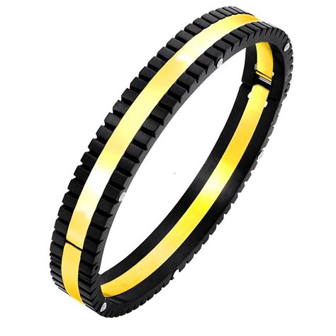 German Luxury Designer Black 18K Gold Solid & Neon Black Stainless Ste ...