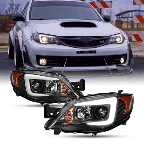 AKKON - Lens Assembly for 2008-2014 Subaru Impreza WRX STI, HID Type LED DRL Tube, Black Bazel ...